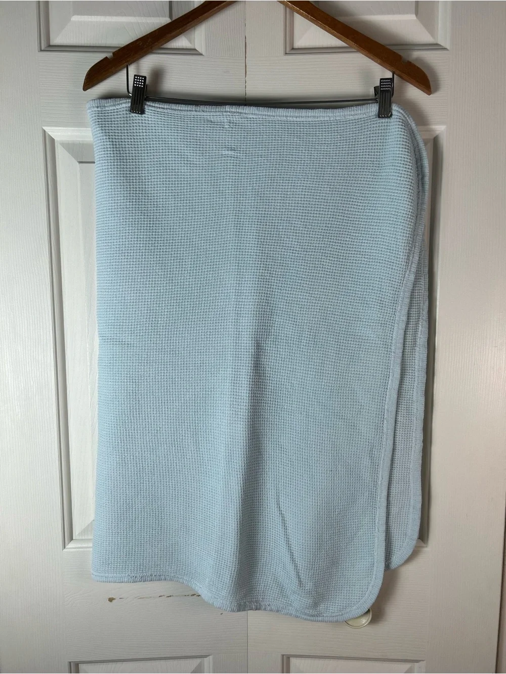 Baby Morgan Solid Light Blue Thermal Blanket Waffle Weave USA Made 100% Cotton